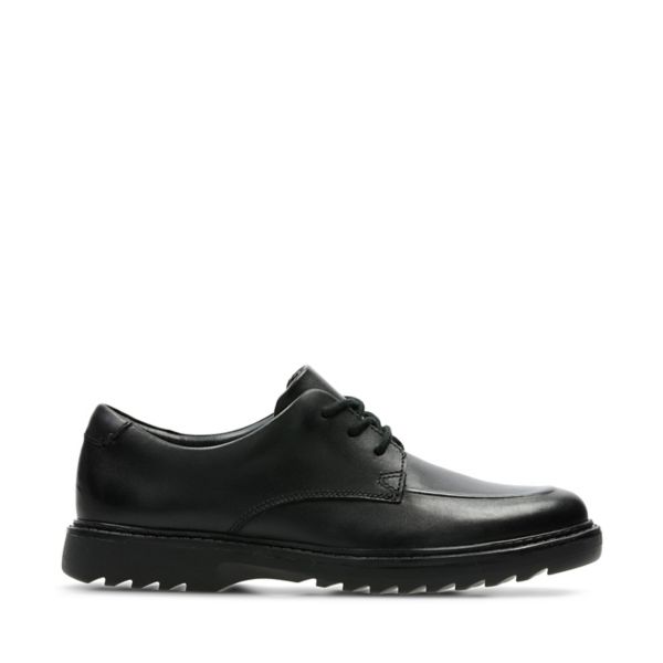Clarks Boys Asher Grove Youth School Shoes Black | CA-4392810